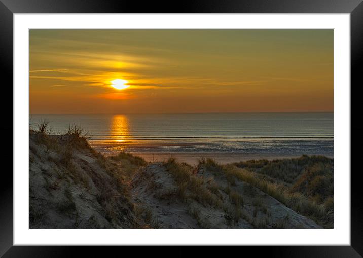 Sunset over Rhossili Beach Gower Peninsula  Framed Mounted Print by Nick Jenkins