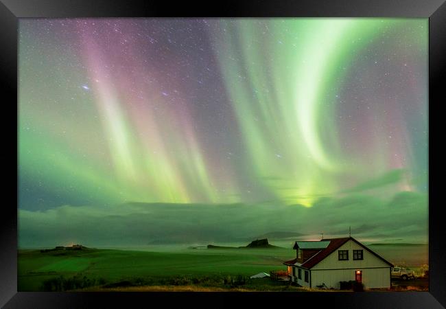 Aurora over Iceland on the Icelandic south coast  Framed Print by Nick Jenkins