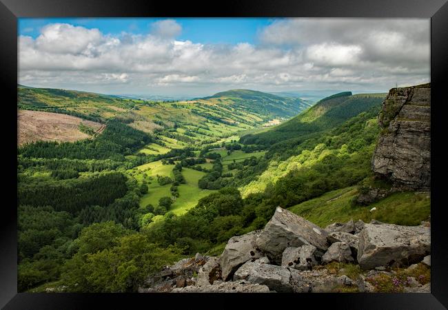 View over Duffryn Crawnon Valley Brecon Beacons Framed Print by Nick Jenkins