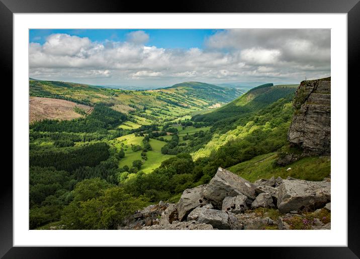 View over Duffryn Crawnon Valley Brecon Beacons Framed Mounted Print by Nick Jenkins