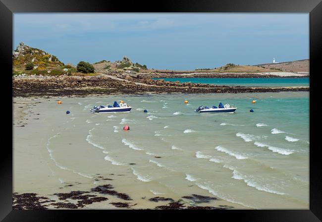 The beach at Old Grimsby on Tresco Isles of Scilly Framed Print by Nick Jenkins
