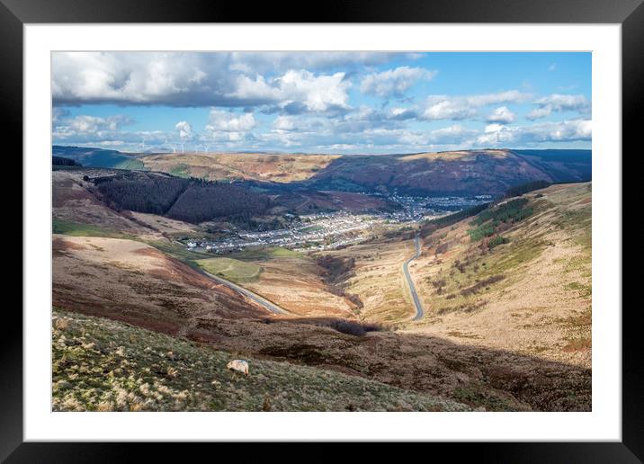 Cwmparc Rhondda Fawr Valley from the Bwlch Pass  Framed Mounted Print by Nick Jenkins