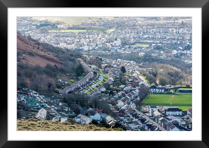 Llwynypia and Tonypandy from Penrhys Framed Mounted Print by Nick Jenkins