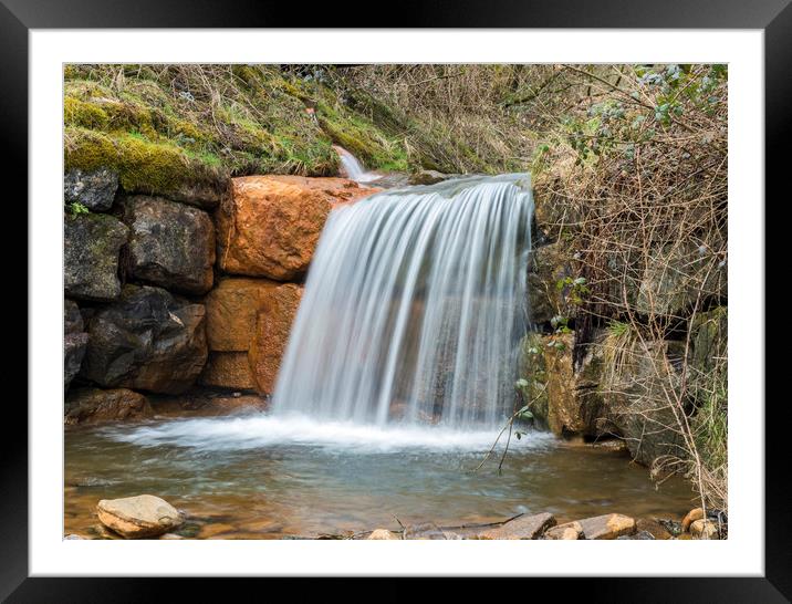 Waterfall on the Clydach Vale Pond in Rhondda Fawr Framed Mounted Print by Nick Jenkins