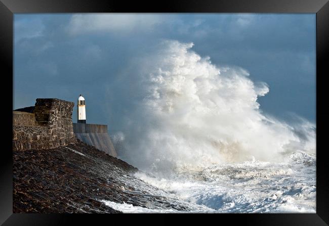 Rough Sea Big Waves Porthcawl Coast south Wales Framed Print by Nick Jenkins