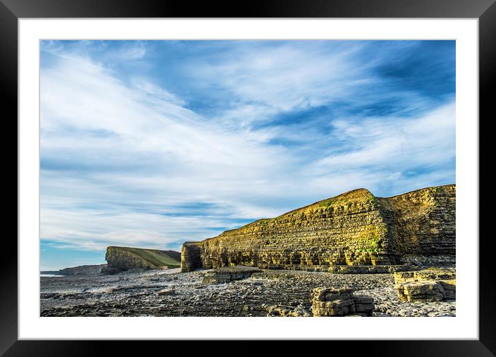 Nash Point Beach Cliffs Vale of Glamorgan Wales Framed Mounted Print by Nick Jenkins