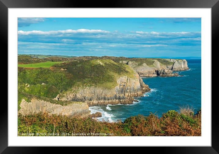 Sea Cliffs Skrinkle Haven Pembrokeshire West Wales Framed Mounted Print by Nick Jenkins