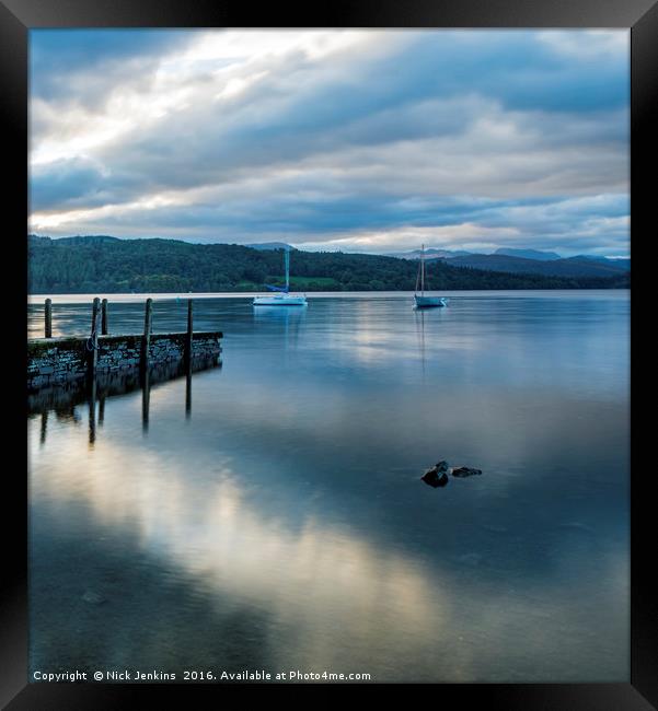 Cloud Reflections on Lake Windermere Lake District Framed Print by Nick Jenkins