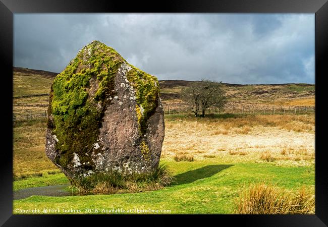 Maen Llia Standing Stone and tree  Brecon Beacons Framed Print by Nick Jenkins