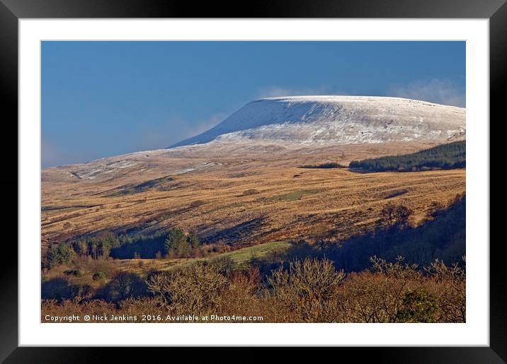 Fan Gyhirych Brecon Beacons Wales with snow Framed Mounted Print by Nick Jenkins