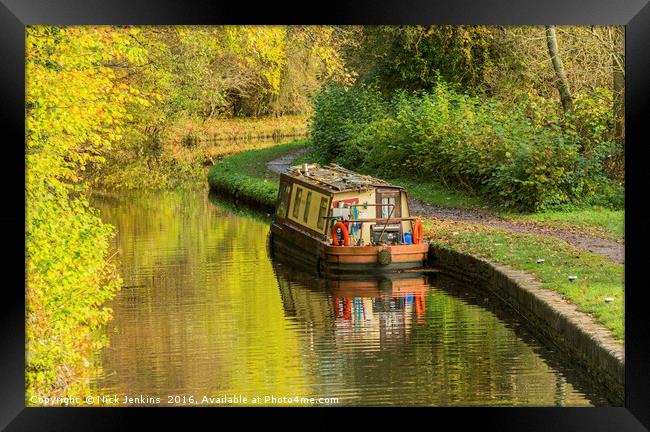 Narrowboat on the Brecon Monmouth Canal  Framed Print by Nick Jenkins