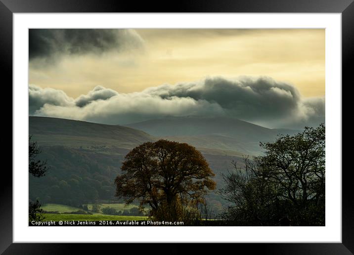 Angry Clouds riding high over the Brecon Beacons Framed Mounted Print by Nick Jenkins