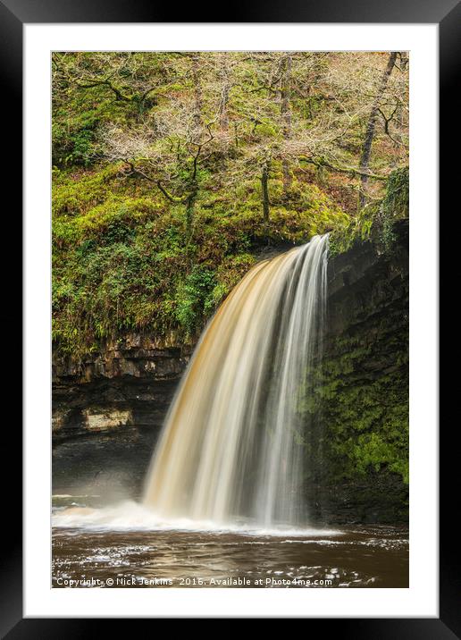Scwd Gwladys Waterfall in Winter in the Vale of Ne Framed Mounted Print by Nick Jenkins