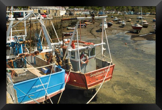 Fishing Boats moored Lower Fishguard Pembrokeshire Framed Print by Nick Jenkins