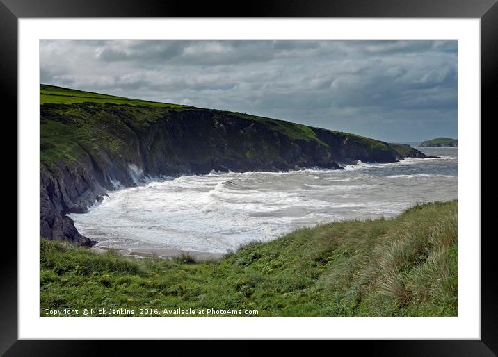 Mwnt Bay on the coast of Ceredigion West Wales Framed Mounted Print by Nick Jenkins