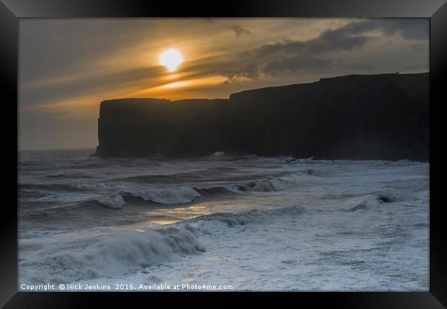 Sunset at Dyrholaey in Iceland Framed Print by Nick Jenkins