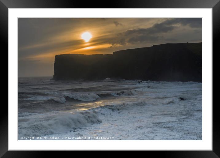 Sunset at Dyrholaey in Iceland Framed Mounted Print by Nick Jenkins