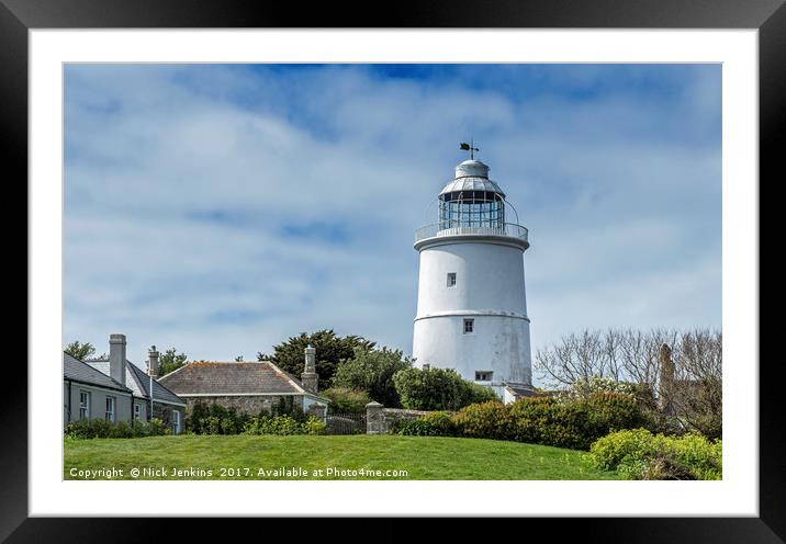 The Old Lighthouse on St Agnes Framed Mounted Print by Nick Jenkins