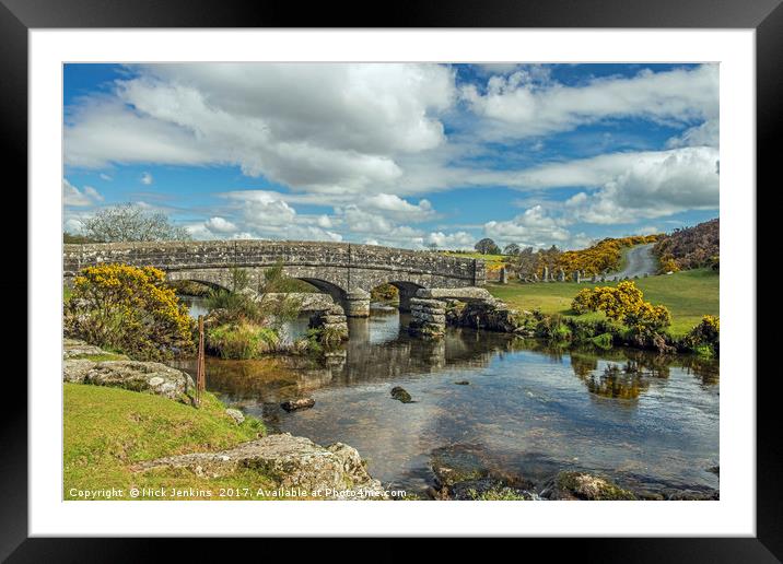 Bellever Clapper Bridge on Dartmoor in Devon Framed Mounted Print by Nick Jenkins
