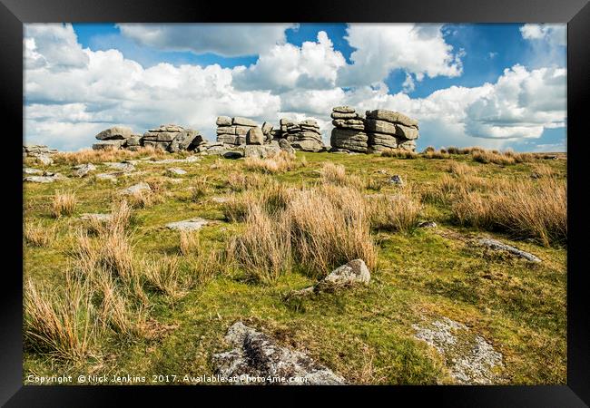 Combestone Tor in Dartmoor National Park Devon Framed Print by Nick Jenkins