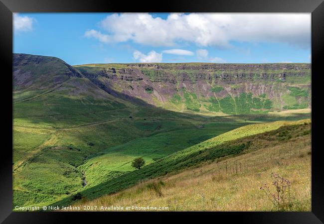 Graig Fawr rising above Cwmparc Rhondda Fawr  Framed Print by Nick Jenkins