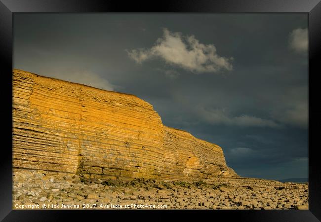 Nash Point Cliffs Summer Evening South Wales  Framed Print by Nick Jenkins