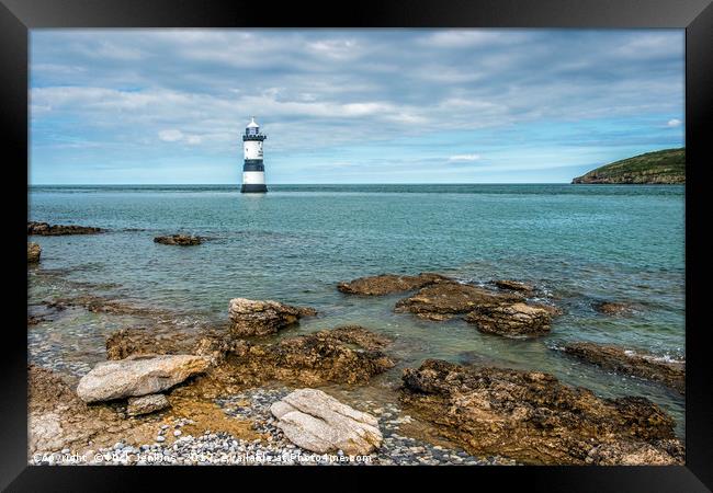 Penmon or Trwyn Du Lighthouse off Anglesey near Pe Framed Print by Nick Jenkins