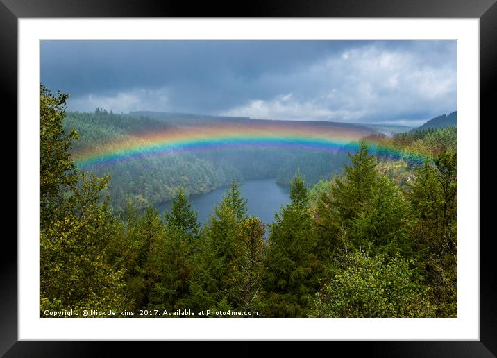 Rainbow and Llyn Brianne Carmarthenshire Mid Wales Framed Mounted Print by Nick Jenkins