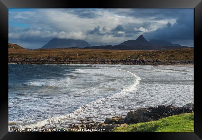 Achnahaird Bay with Stac Pollaidh behind, Scotland Framed Print by Nick Jenkins