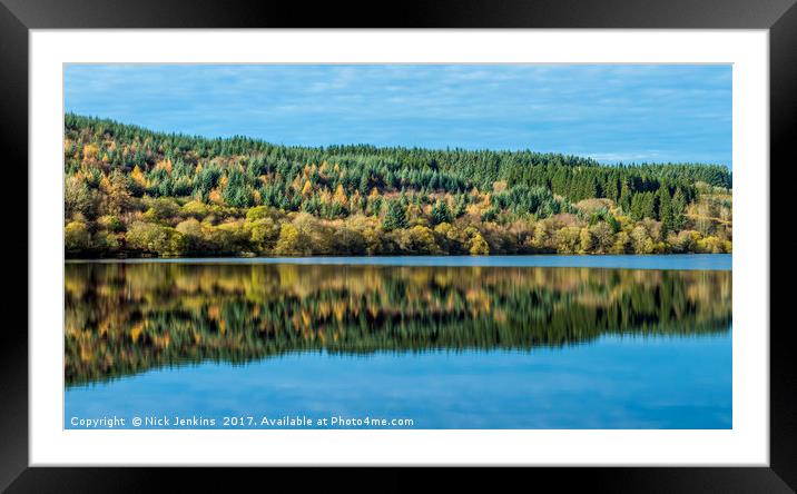 Tree Reflection Llwyn Onn Reservoir Brecon Beacons Framed Mounted Print by Nick Jenkins