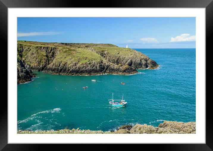 Lobster Boat off Porthgain Pembrokeshire Coast  Framed Mounted Print by Nick Jenkins