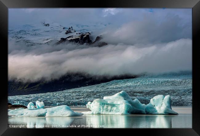 The Fjarllsaron Glacier snout and lake, Iceland Framed Print by Nick Jenkins