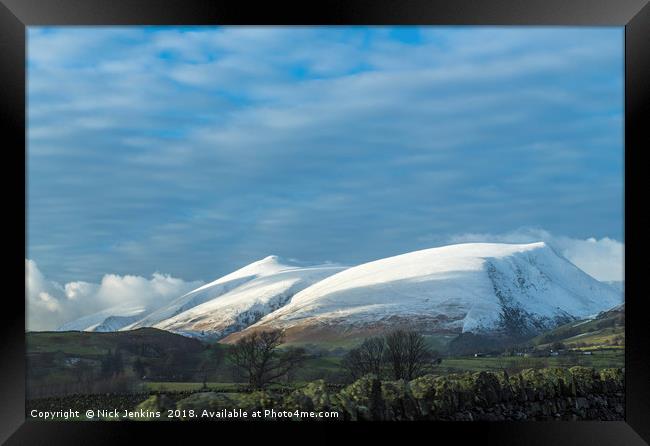 Skiddaw in Winter Lake District National Park  Framed Print by Nick Jenkins