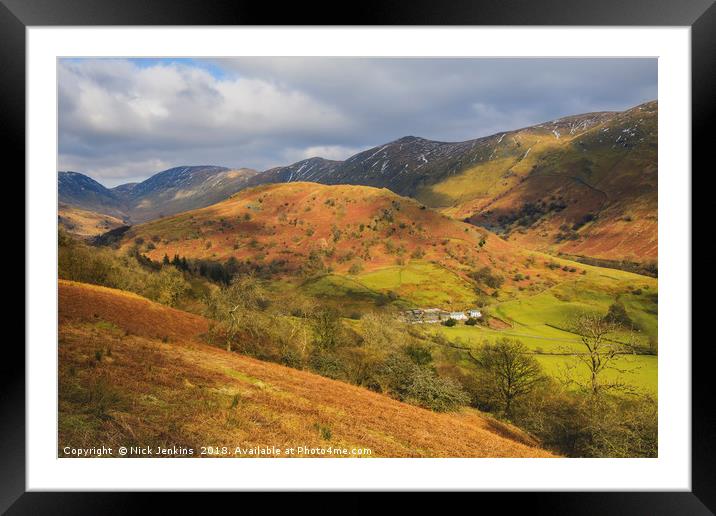 Upper Troutbeck Valley and Fells Lake District  Framed Mounted Print by Nick Jenkins