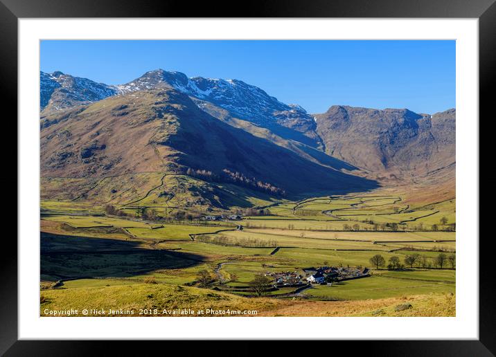 Mickleden and Bowfell Langdale Lake District Framed Mounted Print by Nick Jenkins