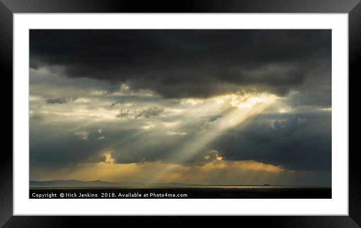 Sunbeams over Bristol Channel from Ogmore by Sea Framed Mounted Print by Nick Jenkins