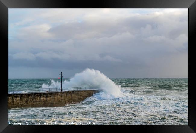 High Waves at Porthleven in Cornwall  Framed Print by Nick Jenkins