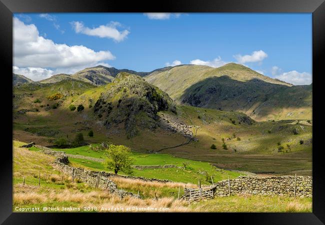 Fells Below Coniston Old Man Lake District Cumbria Framed Print by Nick Jenkins