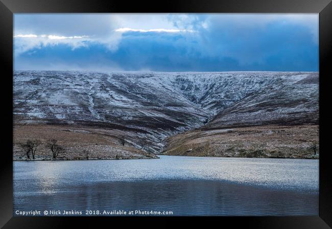 The Grwyne Fawr Reservoir in Winter Framed Print by Nick Jenkins