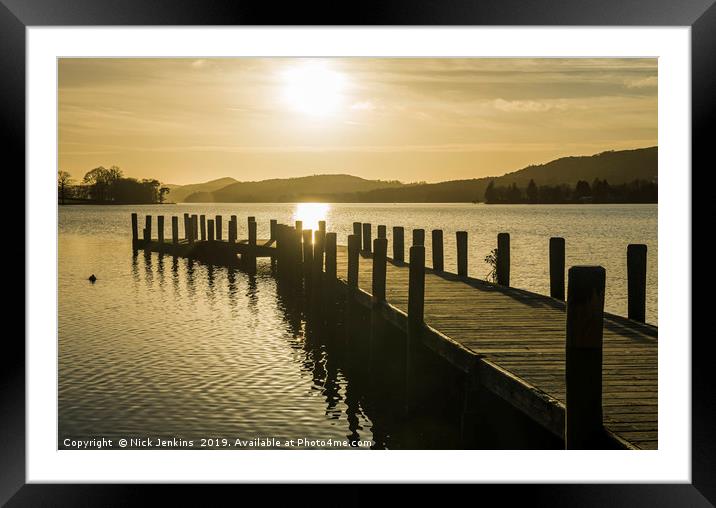 Wooden Jetty on Coniston Water Lake District Cumbr Framed Mounted Print by Nick Jenkins