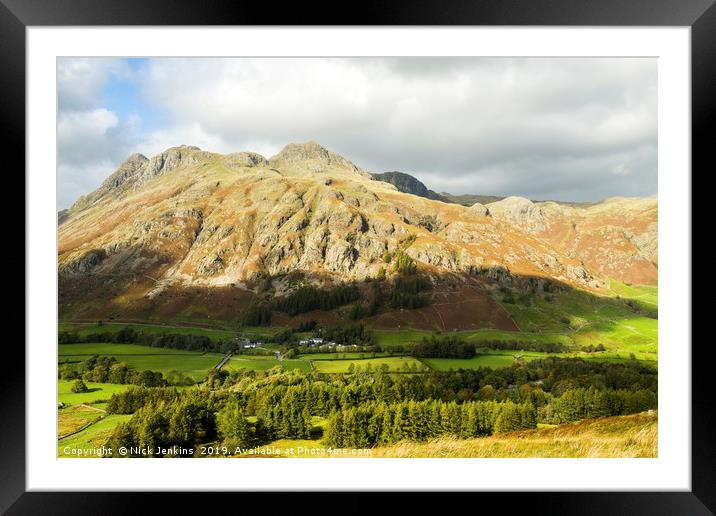 The Langdale Pikes from Langdale Pass  Framed Mounted Print by Nick Jenkins