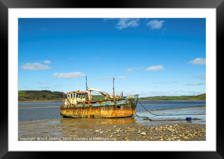 The Vicky Leigh beached Ferryside Carmarthenshire Framed Mounted Print by Nick Jenkins
