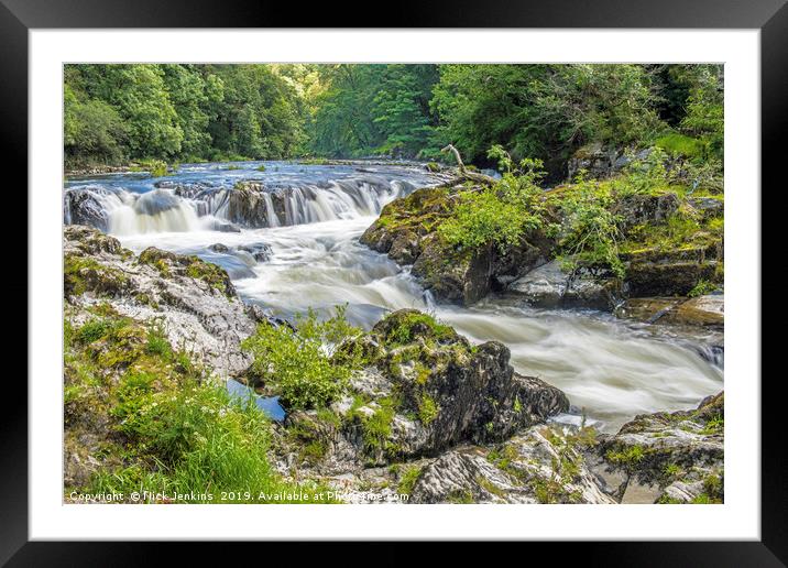 Cenarth Falls on the River Teifi in Carmarthenshir Framed Mounted Print by Nick Jenkins