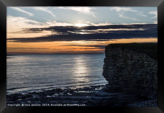 Sunset at Nash Point Glamorgan Coast Framed Print by Nick Jenkins