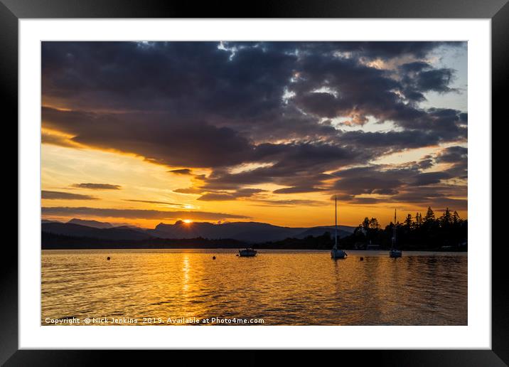 Sunset over Lake Windermere Lake District Framed Mounted Print by Nick Jenkins