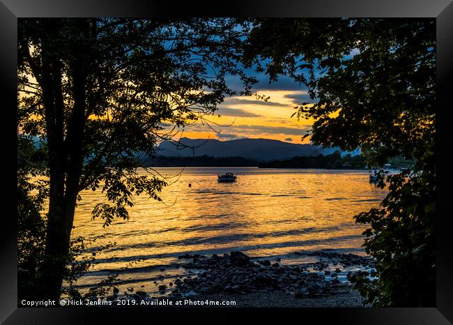 Windermere sunset from Millerground Lake District Framed Print by Nick Jenkins