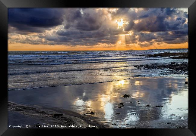 Sunset at Dunraven Bay Glamorgan Heritage Coast Framed Print by Nick Jenkins