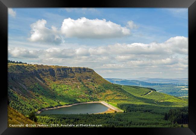 Craig y Llyn and Reservoir View South Wales Framed Print by Nick Jenkins