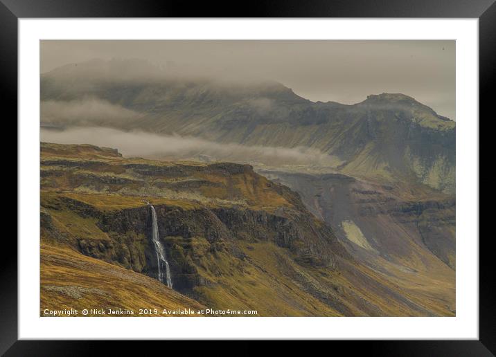 Waterfall Snaefellsness Peninsula Iceland Framed Mounted Print by Nick Jenkins