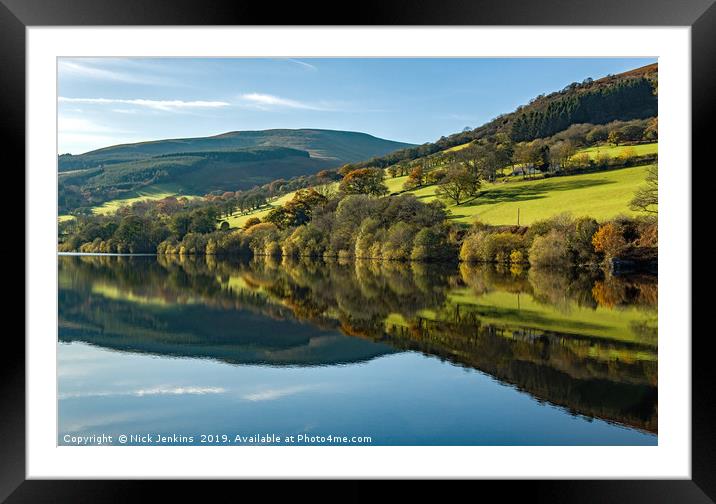Reflections on Talybont Reservoir Brecon Beacons Framed Mounted Print by Nick Jenkins